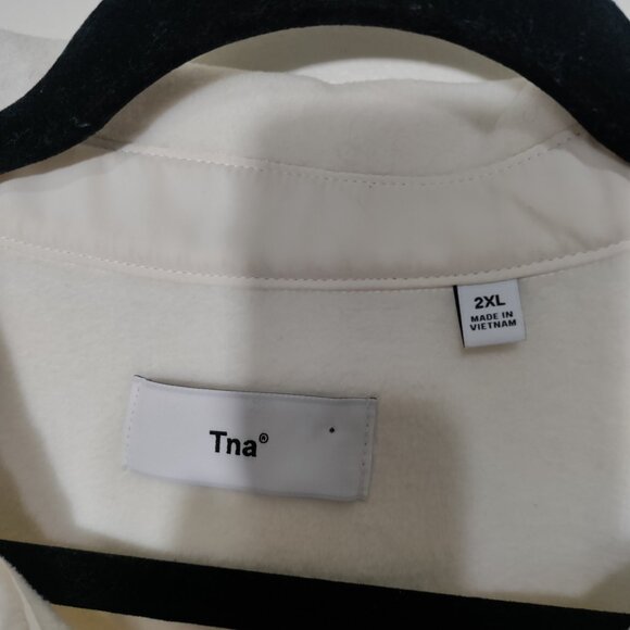 TNA Aritzia Fleece Shirt Jacket Snap Front Ivory Size 2XL - Picture 3 of 9